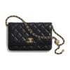CHANEL classic chain wallet, lambskin, black