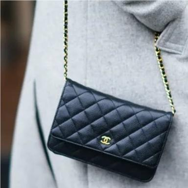 CHANEL classic chain wallet, lambskin, black