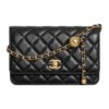 CHANEL classic chain wallet, lambskin, black