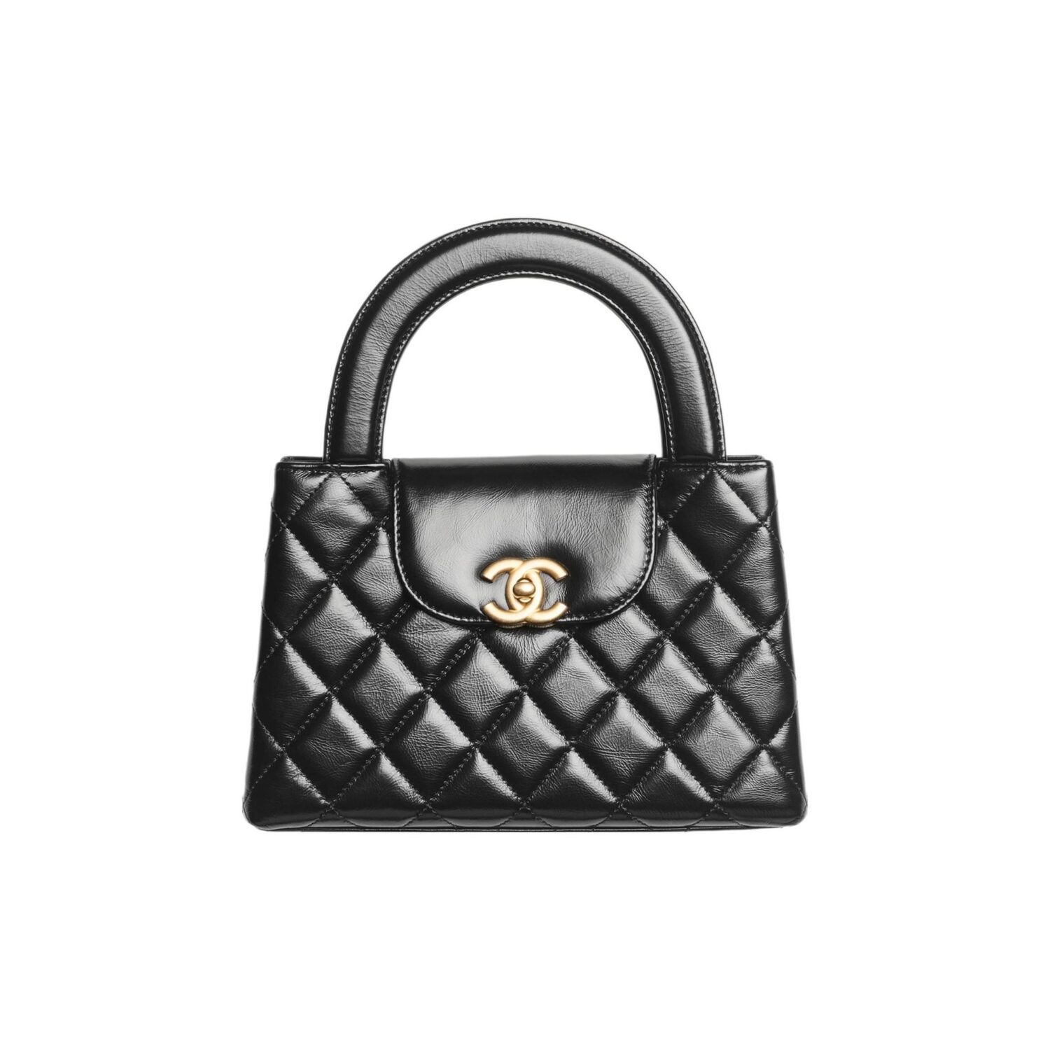 Chanel mini shopping bag, glossy old calfskin and gold metal