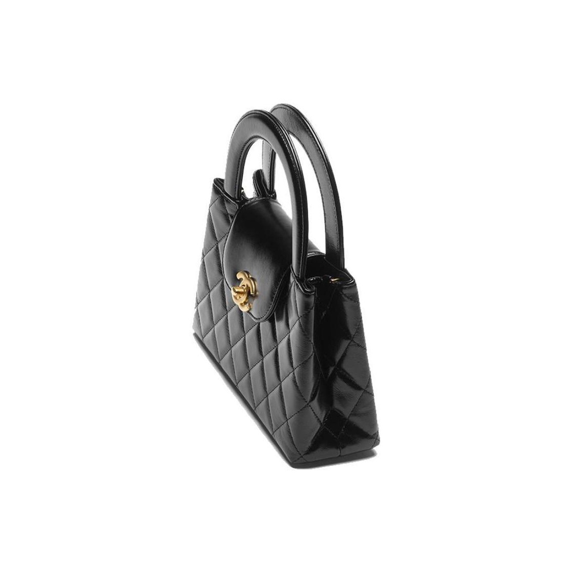 Chanel mini shopping bag, glossy old calfskin and gold metal