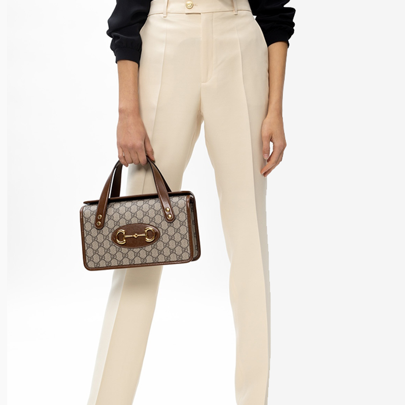 GUCCI Horsebit 1955 Small Top Handle Shoulder Bag, Women, Brown
