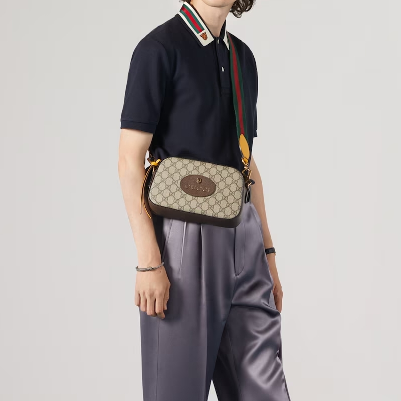 GUCCI Neo Vintage Monogram Messenger Bag, Shoulder Bag, Beige/Ebony