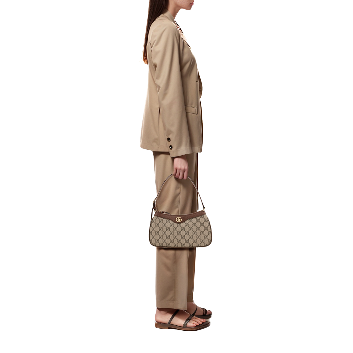 GUCCI Ophidia GG Monogram Small Handbag, Women, Brown