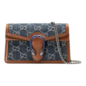 GUCCI Dionysus logo denim messenger bag, grey-blue